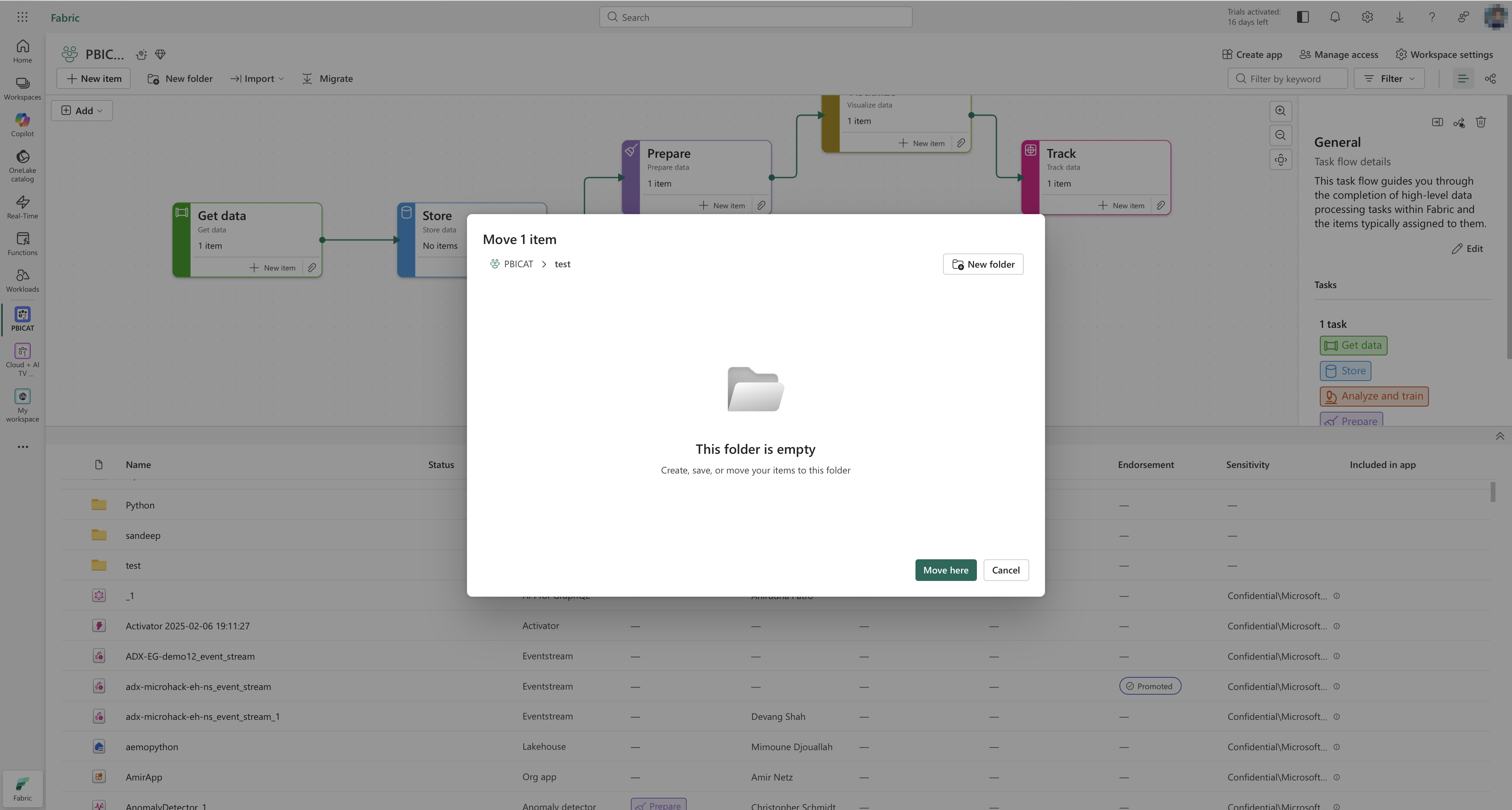 Move a single item to an empty folder via file explorer