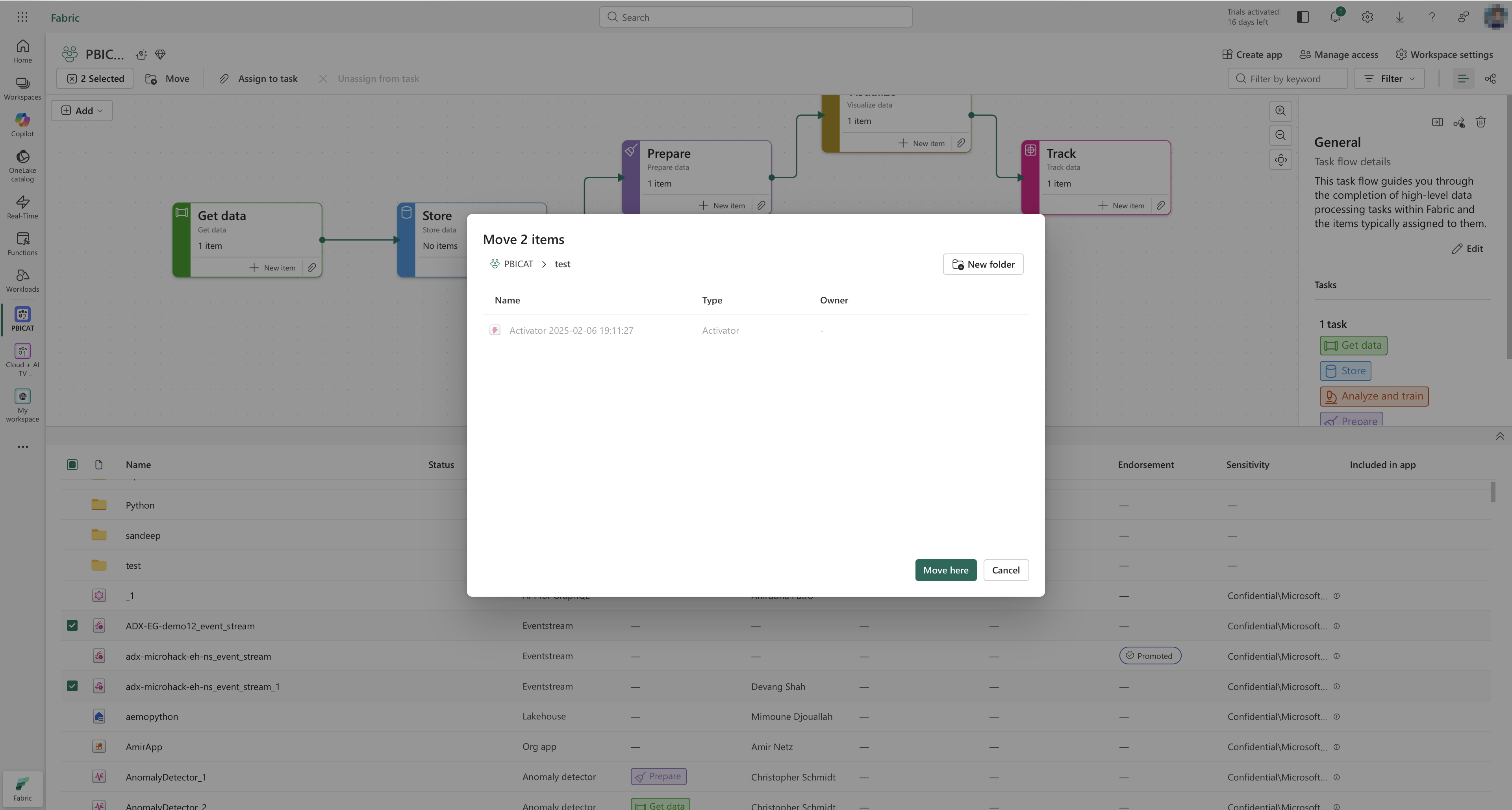 Move multiple items via file explorer