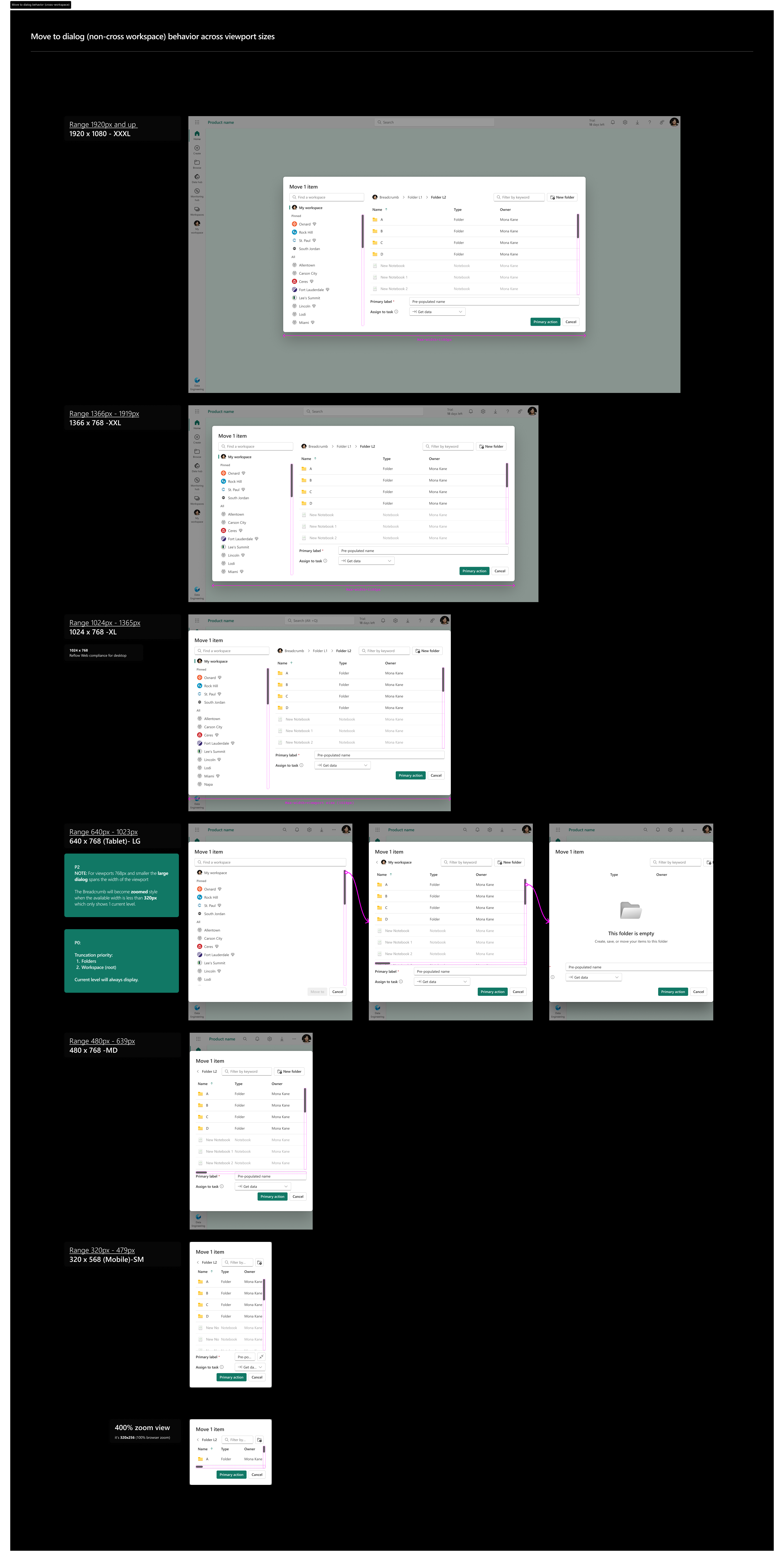 Cross-workspace move dialog behavior