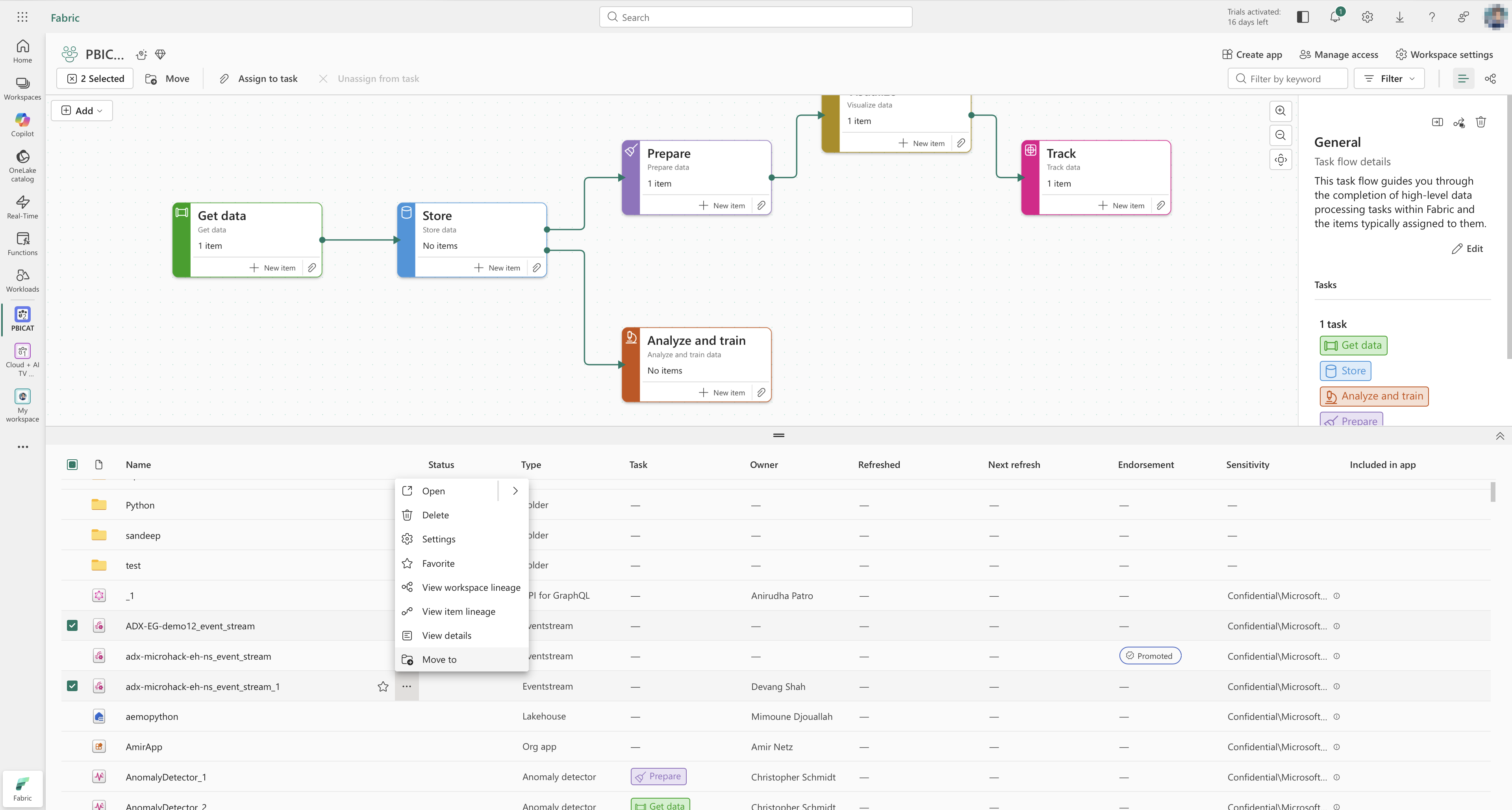 Multi-select with contextual menu actions