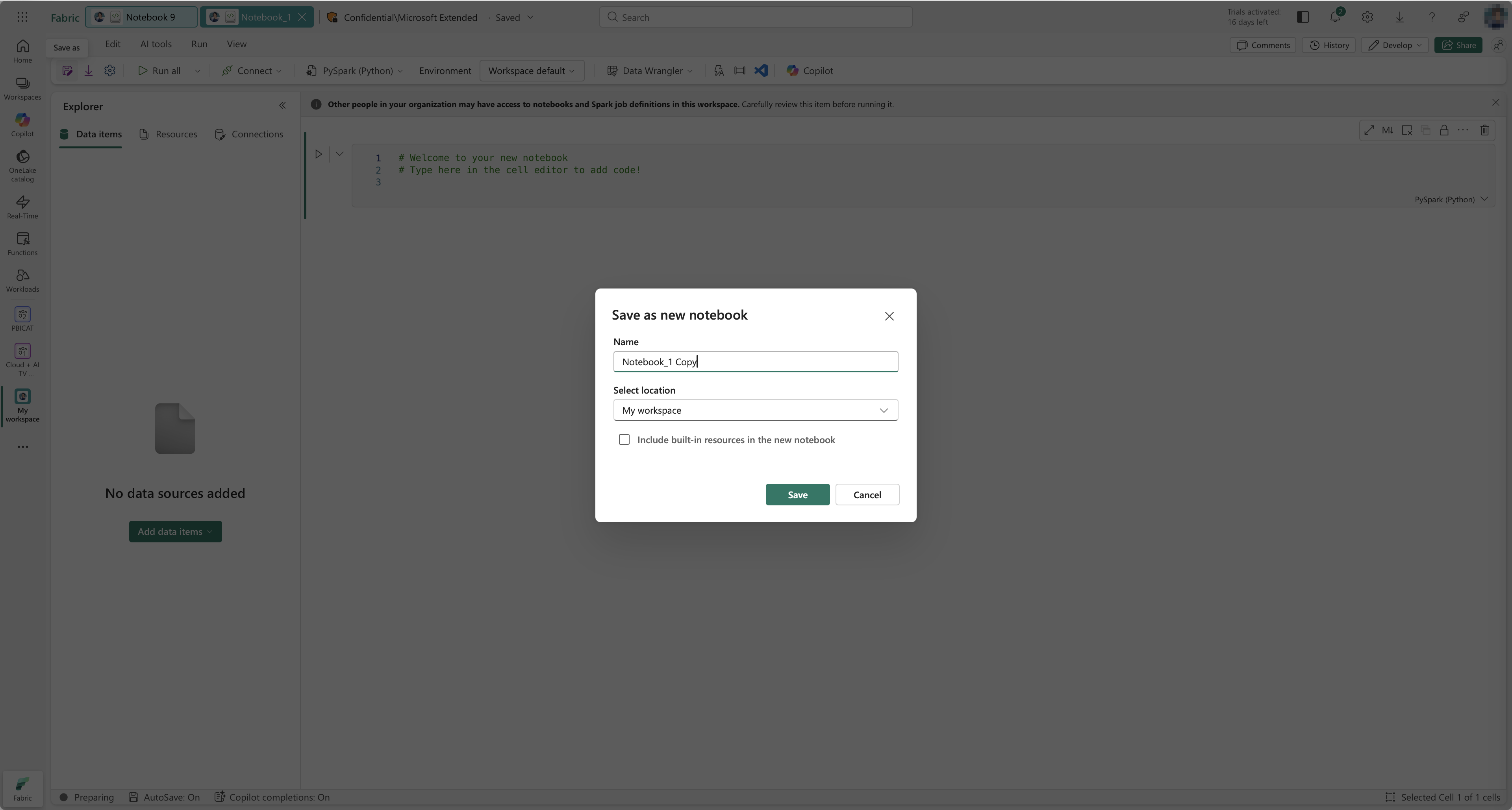 Save as dialog pattern